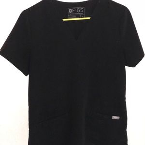 Figs XS Casma 3 pocket SCRUB top in black